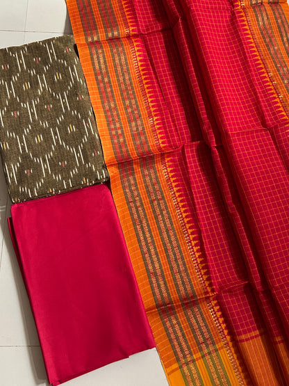 Ikat Cotton Dress Material with Narayanpet Dupatta