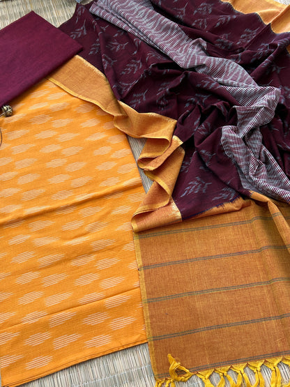 Double Ikat Mercerised Cotton Dress Material