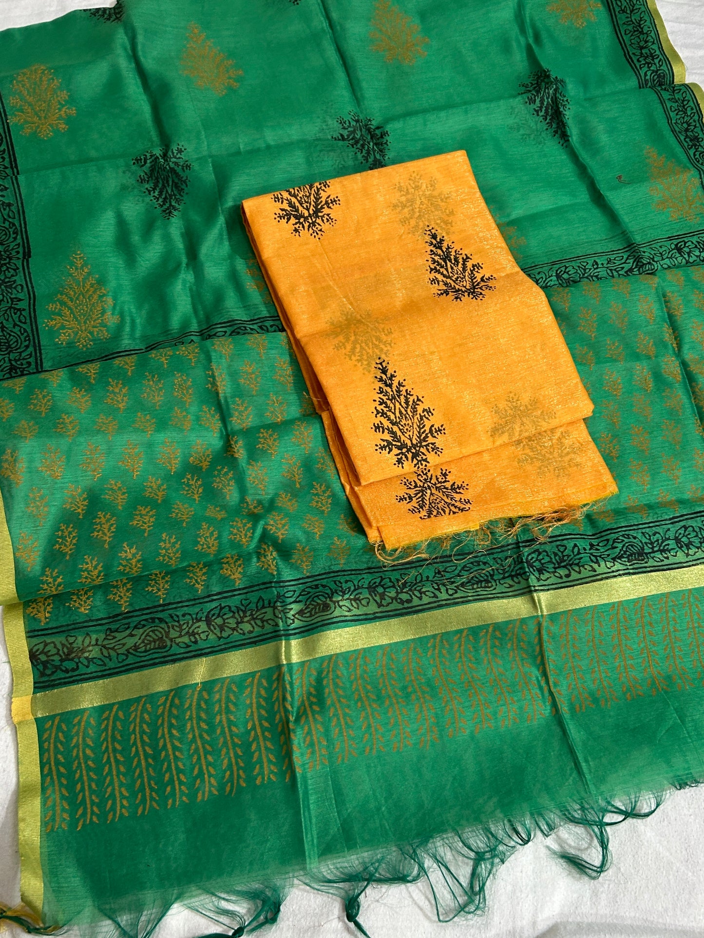 Hand block printed top dupatta set