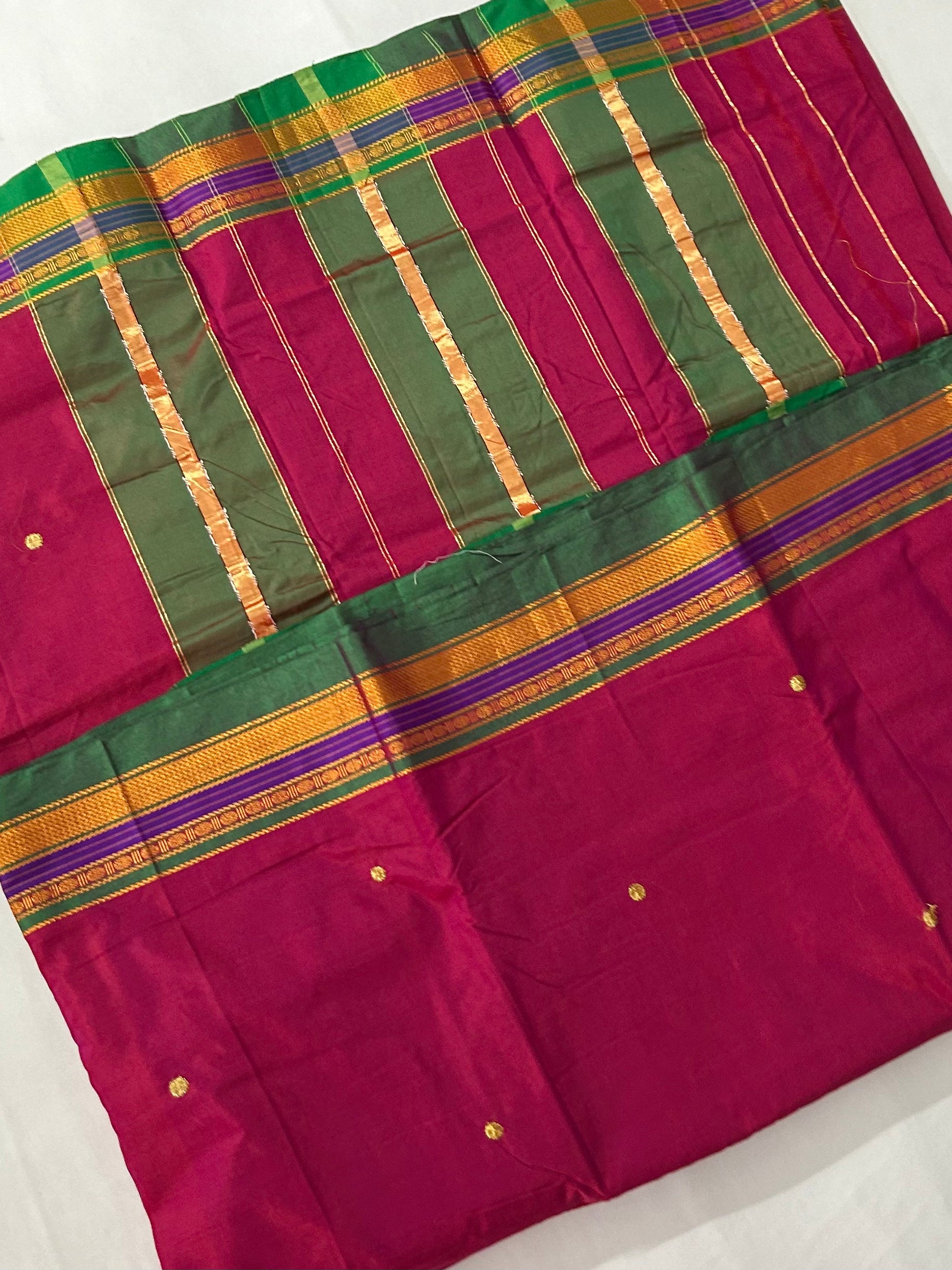 Magenta Cotton Silk Saree with Bootas