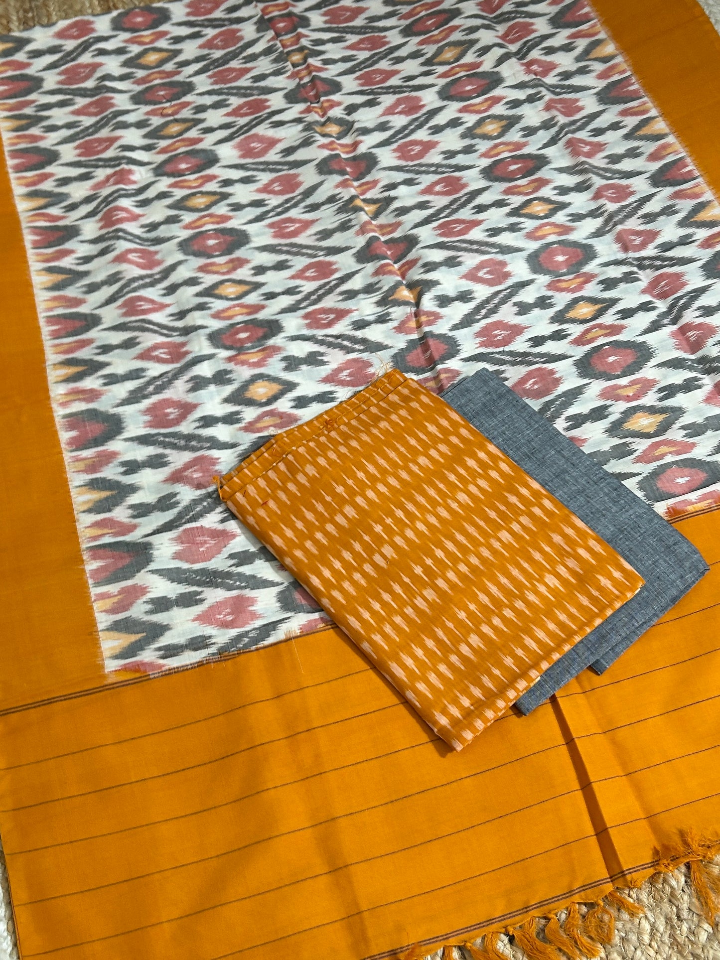 Double Ikat Mercerised Cotton Dress Material