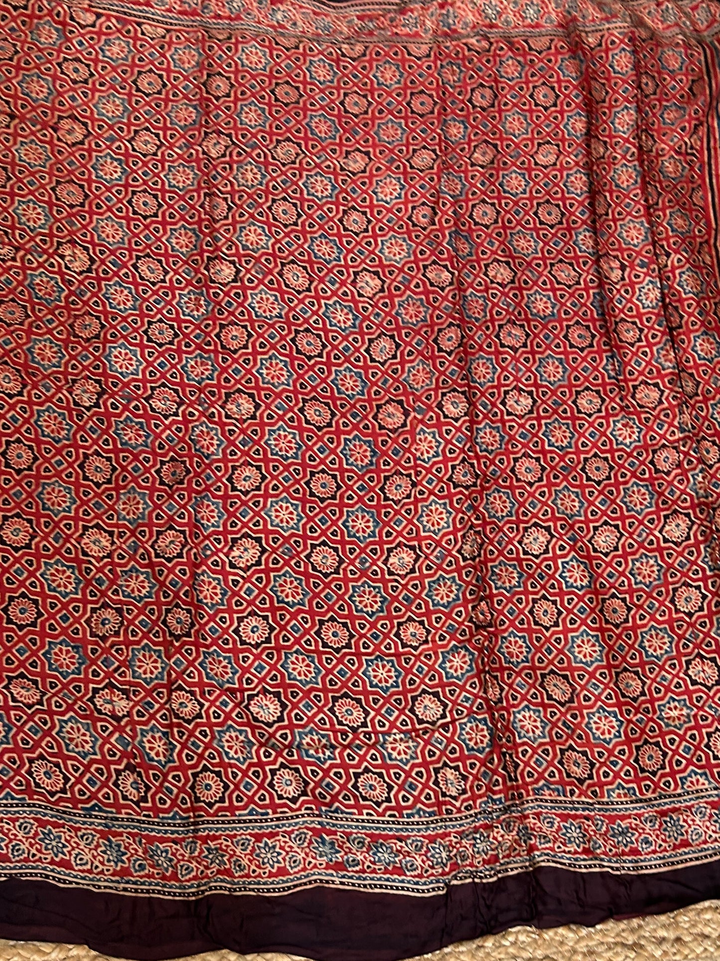 Ajrakh Modal Silk Saree with blouse