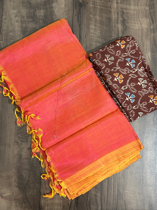 Mangalgiri Silk Cotton Saree with 2 Blouses #