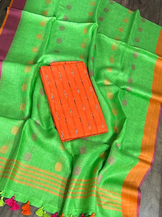 Ikat Linen Top Dupatta Set