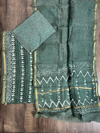 Hand BlockPrint Chanderi Silk Cotton Dress Material