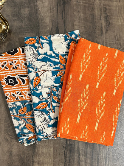 Ikat Kalamkari Cotton Dress Material