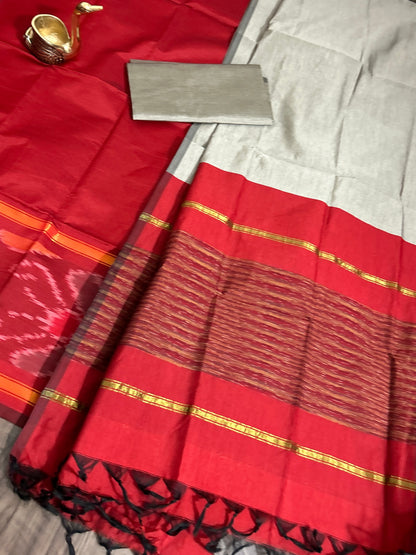 Ikat Cotton Silk Dress Material