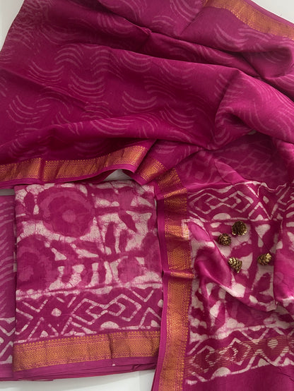 Hand BlockPrint Maheshwari Silk Cotton Dress Material