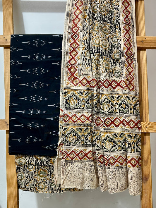 Ikat Kalamkari Cotton Dress Material