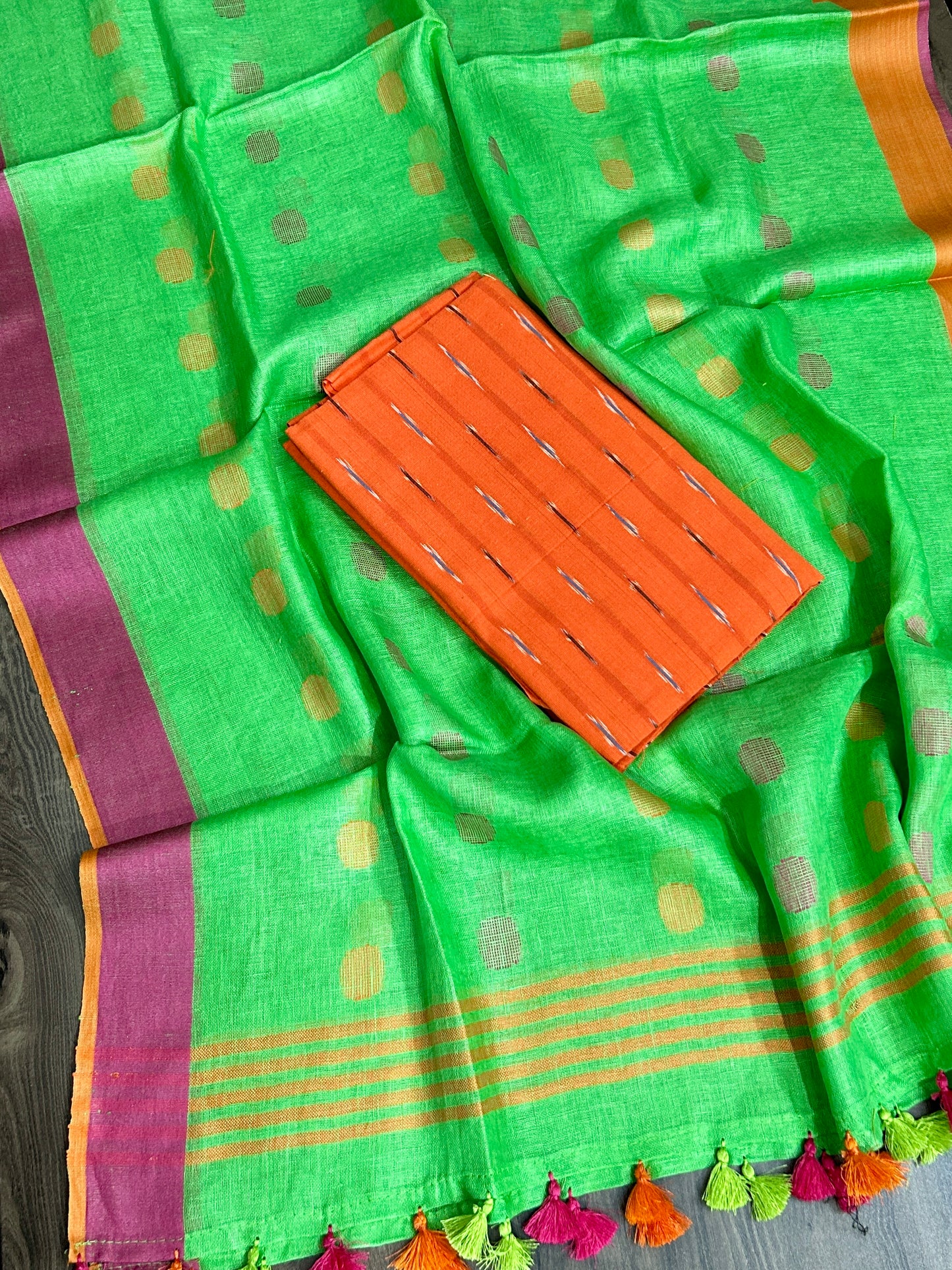 Ikat Linen Top Dupatta Set