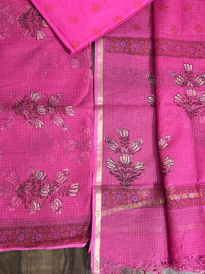 Hand Block Print Kota Cotton Dress Material