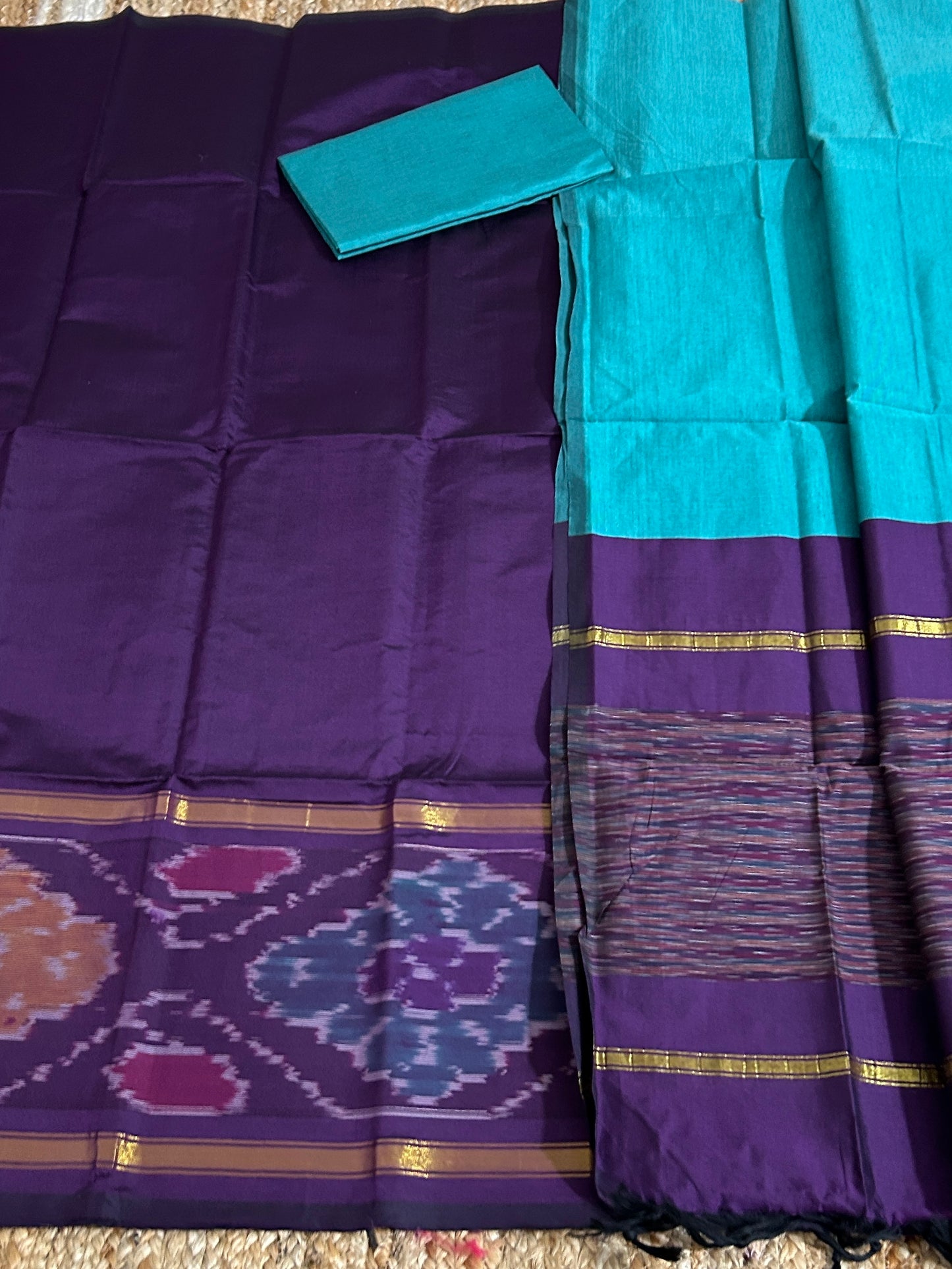 Ikat Cotton Silk Dress Material