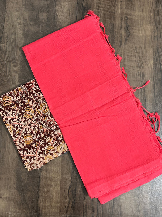 Mangalgiri Cotton Saree with 2 Blouses #