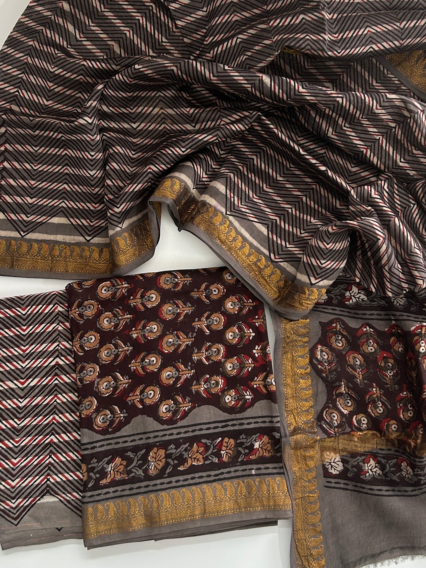 Hand BlockPrint Maheshwari Silk Cotton Dress Material