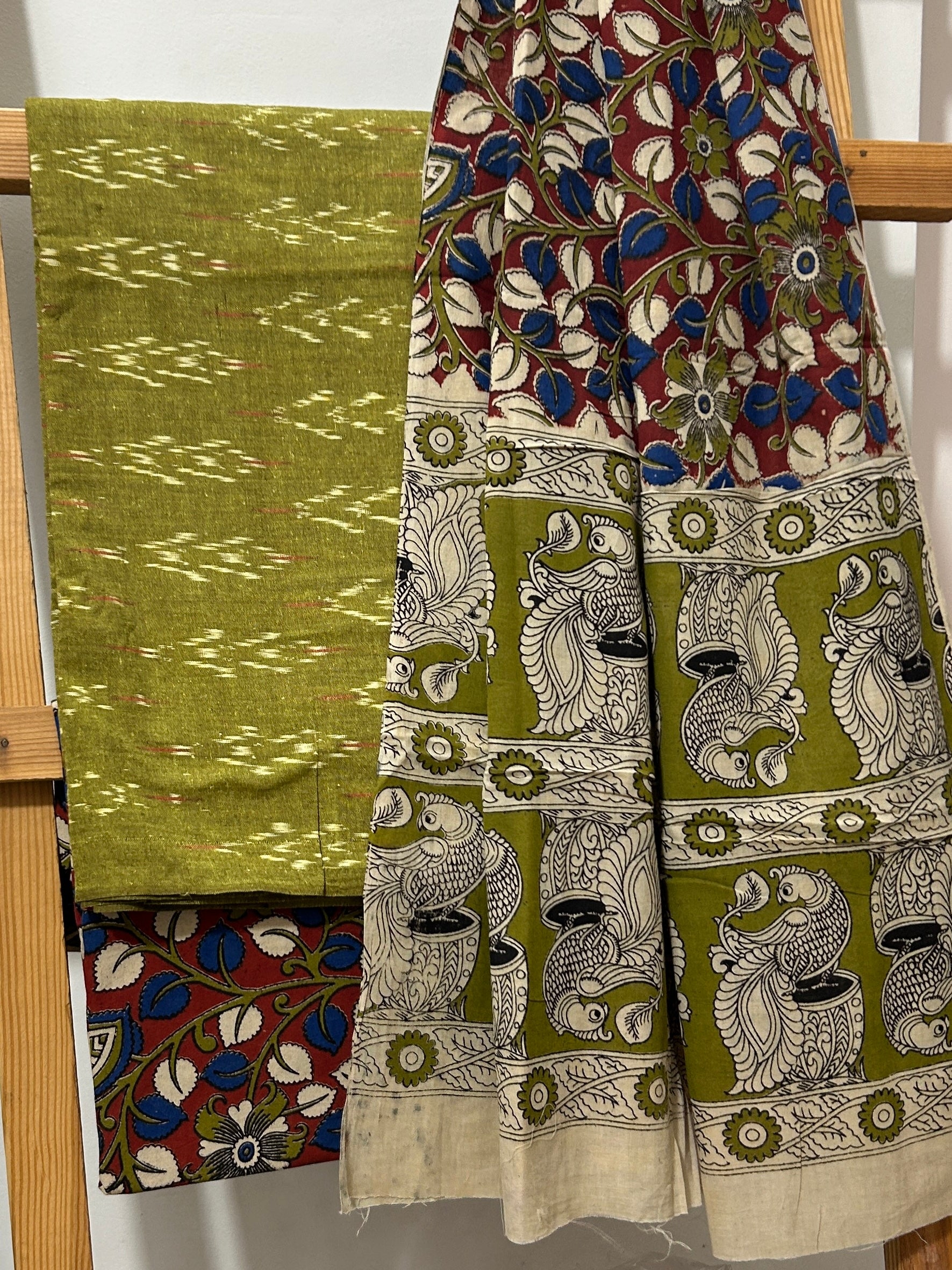 Ikat Kalamkari Cotton Dress Material