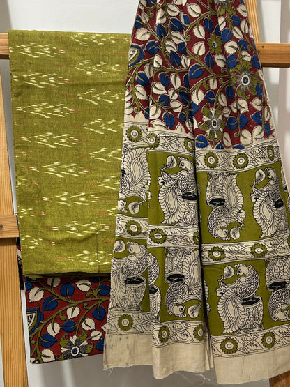 Ikat Kalamkari Cotton Dress Material