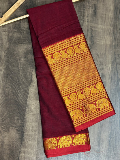 Narayanpeth Cotton Saree with Broad Kanchi Border