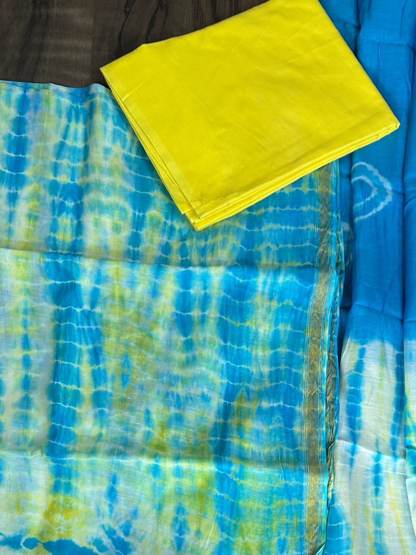 Tie and Dye Chanderi Silk Cotton Dress Material