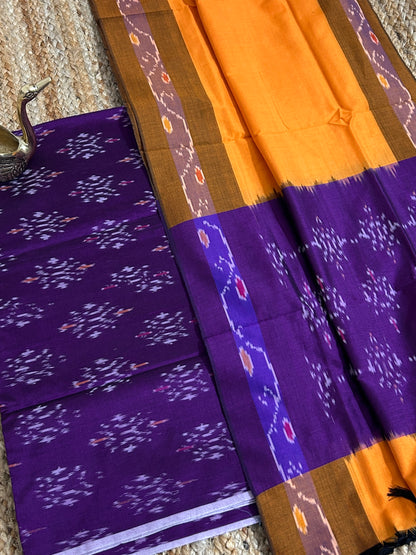 Double Ikat Mercerized cotton Top Dupatta Set