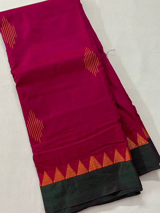 Magenta Cotton Silk Saree with Bootas