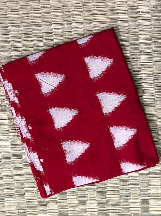 Deep Red Double Ikat Cotton Fabric (fab-17)