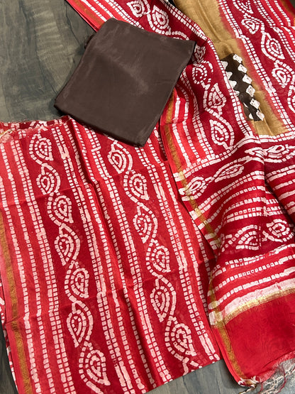 Hand Block Printed Chanderi Silk Cotton  Dress Material