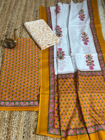 Hand BlockPrint Cotton Dress Material with Cotton Dupatta *