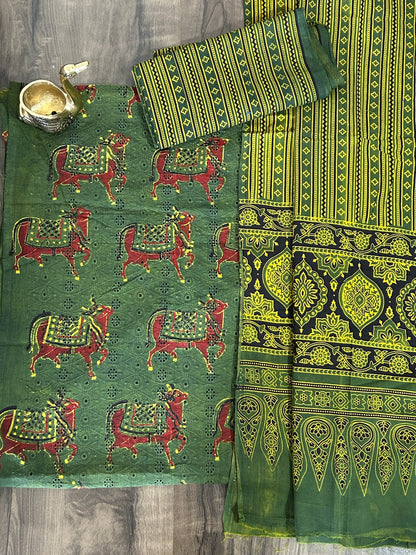 Ajrakh Cotton Hakoba Dress Material