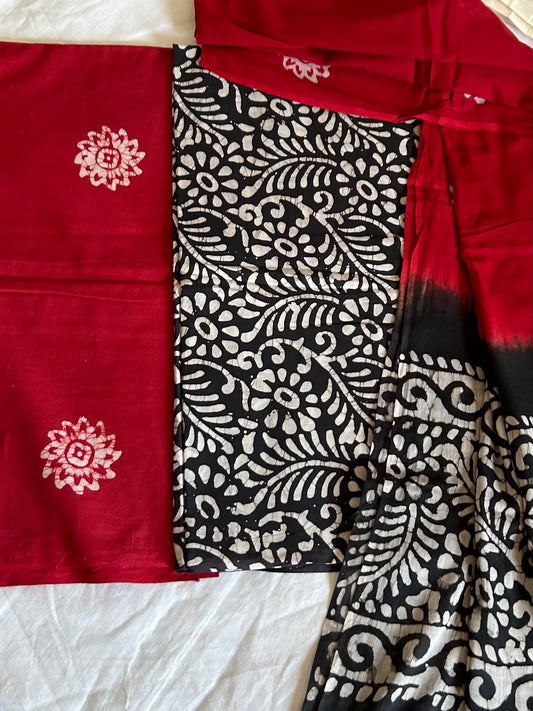 Batik Cotton Dress Material with Cotton Dupatta
