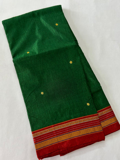 Green red Cotton Saree with Bootas