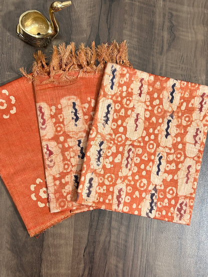 Batik Tussar Silk Cotton Dress Material