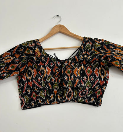Black Patola Cotton Stitched Blouse