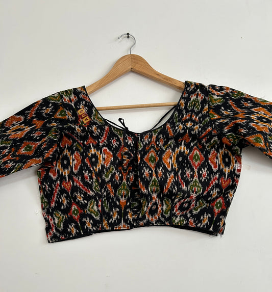 Black Patola Cotton Stitched Blouse