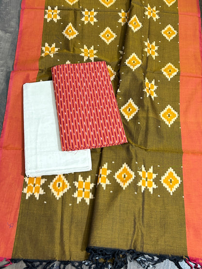 Ikat Mercerised Cotton Dress Material