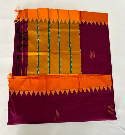 Cotton Silk Saree with temple border