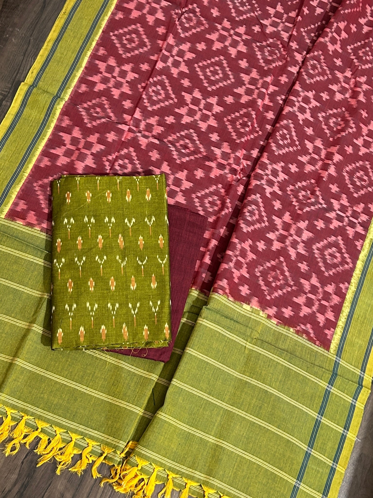 Telia Rumal Double Ikat Cotton Dress Material