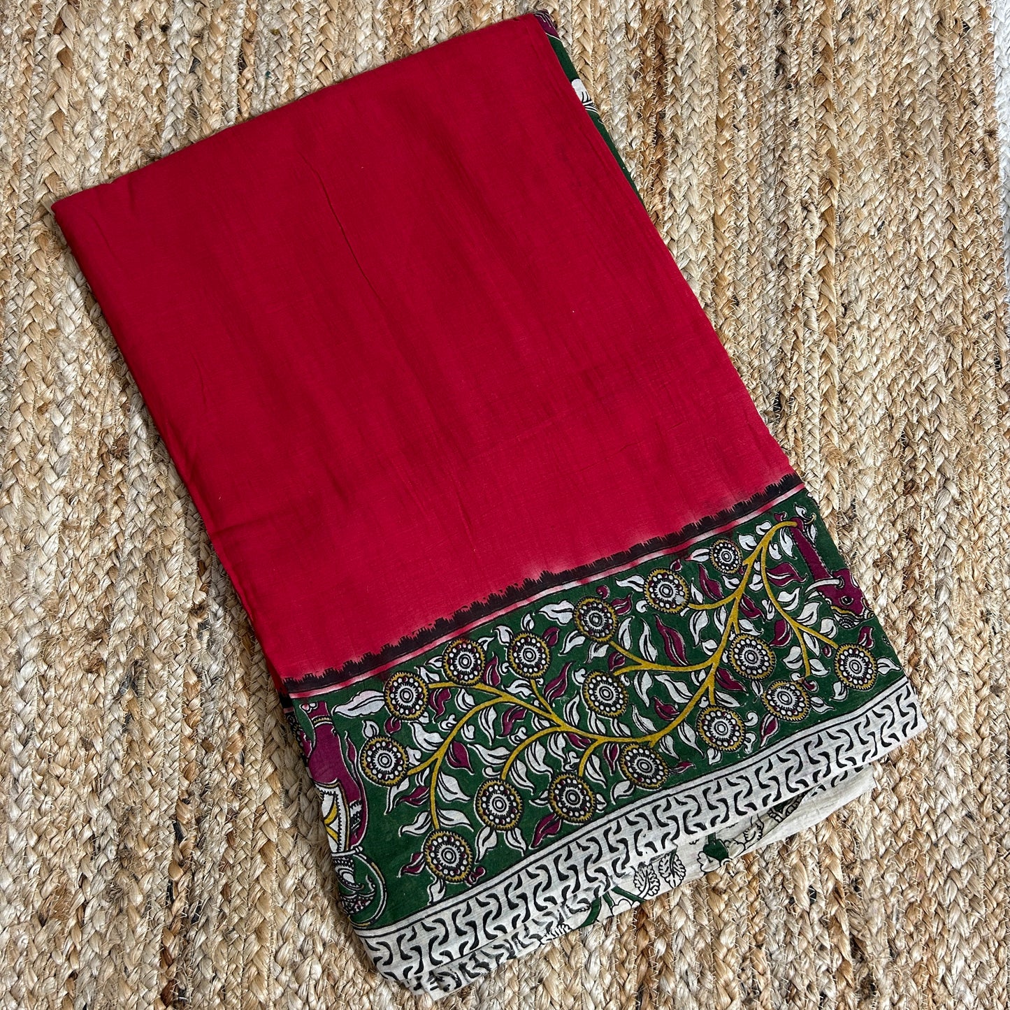 Kalamkari Malmal Cotton Saree with Blouse