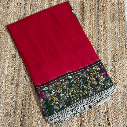 Kalamkari Malmal Cotton Saree with Blouse