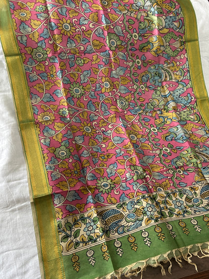 Kalamkari Hand Painted Silk Dupatta