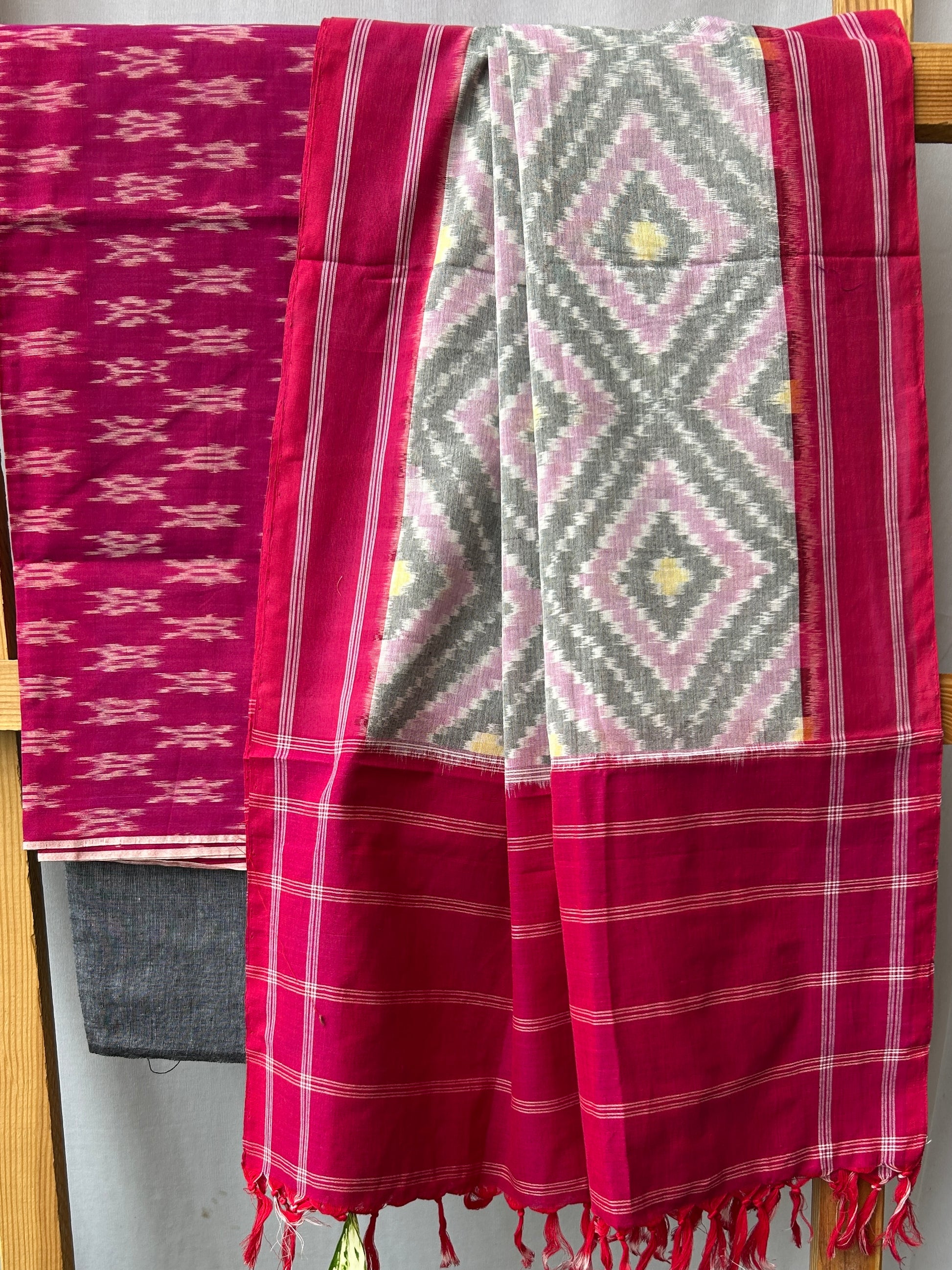 Telia Rumal Double Ikat Mercerized Cotton Dress Material