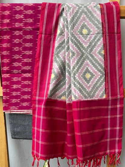 Telia Rumal Double Ikat Mercerized Cotton Dress Material