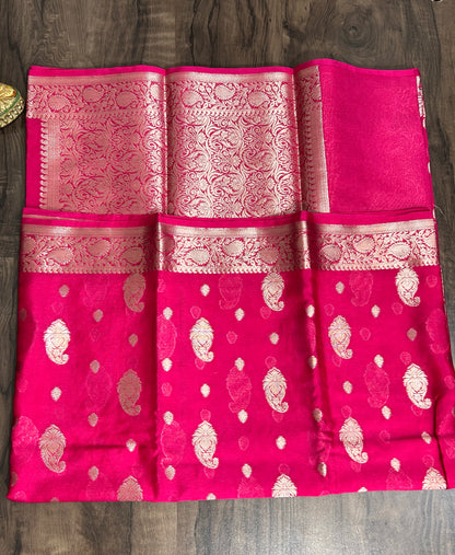 Pink Soft Georgette Silk Banarasi Saree