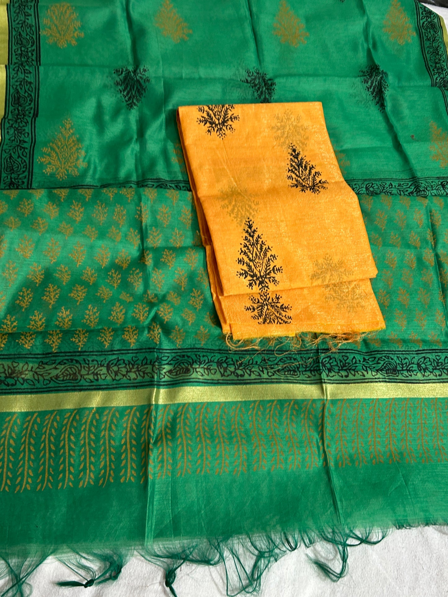 Hand block printed top dupatta set