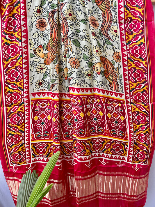 Gajji Modal Silk Patola Print Dupatta with Tissue Pallu *