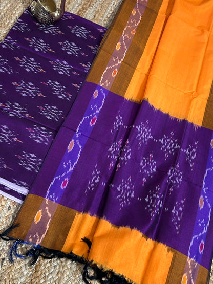 Double Ikat Mercerized cotton Top Dupatta Set