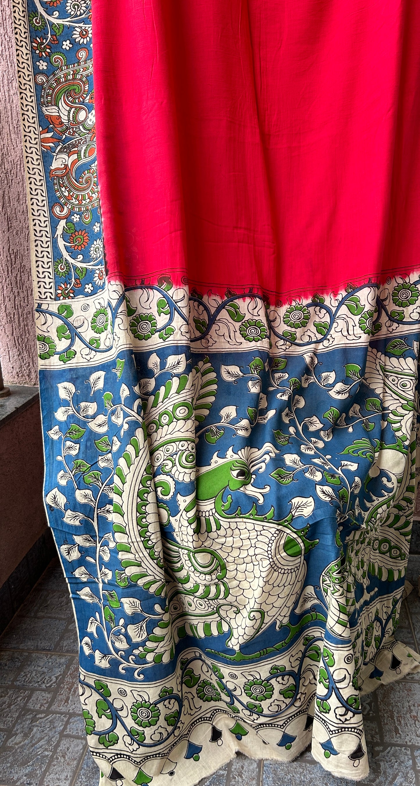 Kalamkari Malmal Cotton Saree with blouse