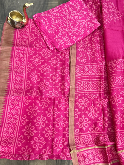 Hand BlockPrint Maheshwari Silk Cotton Dress Material
