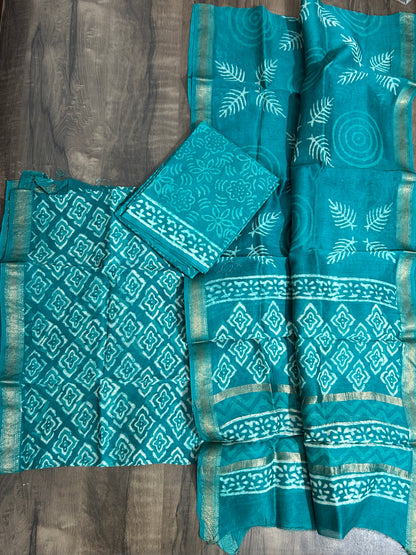 Hand BlockPrint Maheshwari Silk Cotton Dress Material