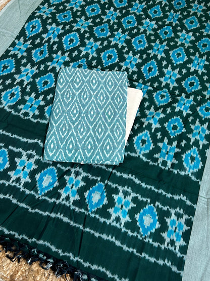 Double Ikat Mercerised Cotton Dress Material
