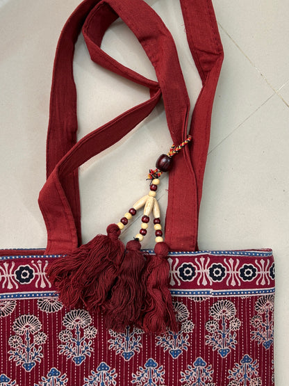 Maroon Ajrakh Shoulder Bag